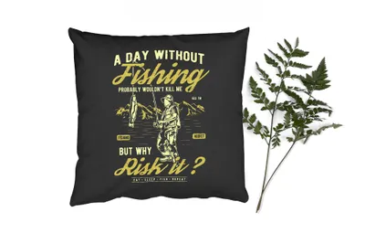 Produktbild von MuchoWow® Zierkissen Sofakissen Wohnzimmer Dekokissen 60x60 cm Fisch - Rute - Jahrgang - Sitzfläche - Foto Polster