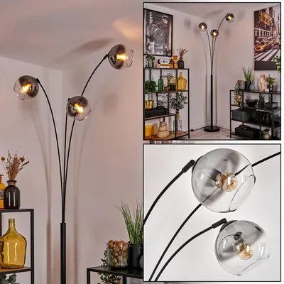 Produktbild von Cesaro Stehlampe aus Metall/Glas in Schwarz/Rauchfarben/Klar