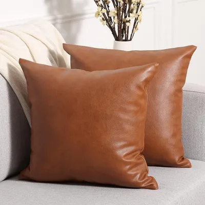 Produktbild von Kissenbezüge Braun 60x60 cm 2 Stück in Lederoptik