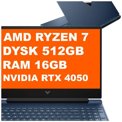 Produktbild von Laptop gamingowy HP Victus 15-fb3027nw / C39MSEA / Ryzen 7 / 16GB / 512GB / RTX 4050 / FullHD / 144Hz / Win 11