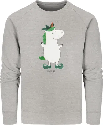 Produktbild von Mr. & Mrs. Panda Baumwoll Pullover Einhorn Joker Größe M - Heather Grey - Geschenk, Unicorn, Hofnarr, Sweatshirt, Pulli, Kasper, Mittelalter, Einhörner, Sweater