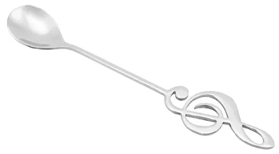 Imagen del producto de Cucharas de postre de acero inoxidable con forma de nota musical, para café, bebidas y para remover (plateadas)