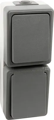 Produktbild von Feuchtraum Kombi-Dose McPower "Secure", 250V, Schalter+Steckdose, IP44, AP, grau