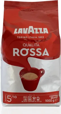 A bag of Lavazza Qualità Rossa coffee beans.