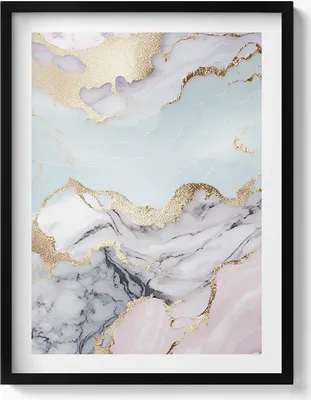 Produktbild von Marmor– Wandbild mit Rahmen – Gerahmtes Bild  – Wanddekoration – 60x80 cm –  Schwarz Rahmen