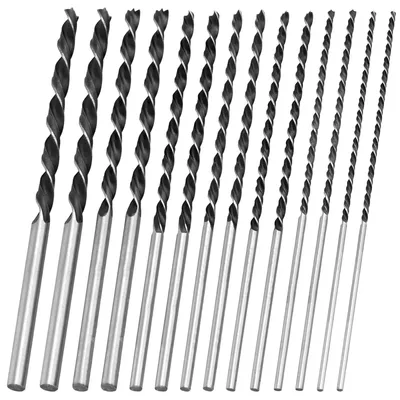 Imagen del producto de Juego de brocas helicoidales para madera, de 14 piezas, con diámetros de 4 a 12 mm y una longitud de 300 mm, ideal para perforar madera