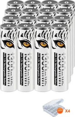 Obrázok produktu pre Nabíjateľná batéria, kapacita 1300 MWh, inteligentné nabíjanie, 16 ks AAA