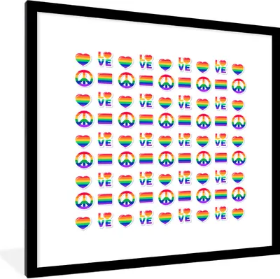 Produktbild von MuchoWow® Gerahmtes Poster Regenbogen - Stolz - Flagge 40x40 cm - Poster mit Schwarzem Bilderrahmen Wandposter Rahmen Foto Bilder - Poster - Plakat im Rahmen