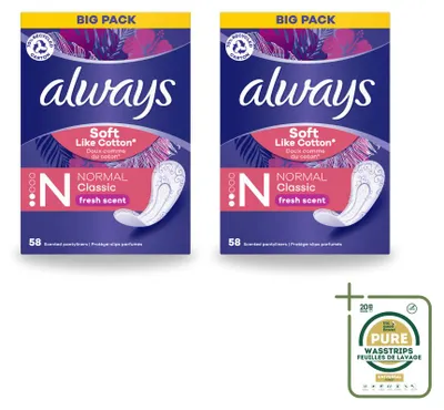 Image de 2 x Protège-slips Always Discreet Fresh, taille normale - Pack de 2
