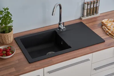 Produktbild von Einbauspüle Küchenspüle Spüle Granit Mineralite 78 x 44 Schwarz Respekta Denver