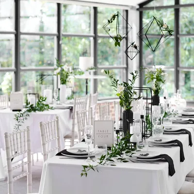 Produktbild von Hochzeit Tischkartenhalter & Karten 12er Pack - Weiß Schwarz