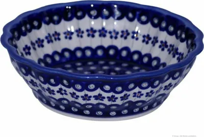 Produktbild von Original Bunzlauer Keramik 1,3 Liter Schüssel Schale mit gewelltem Rand Ø24,2cm Servierschüssel Beilagenschale Obstschale Design 166a
