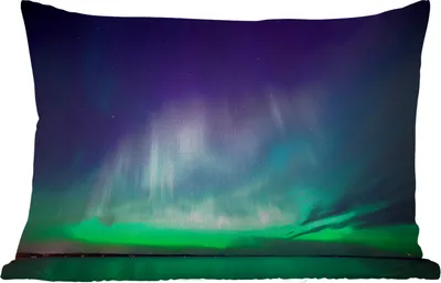 Produktbild von MuchoWow® Outdoor Kissen - Nordlichter - See - Finnland - 50x30 cm - Wetterfest - Lounge Kissen - Sofa kissen - Wohnzimmer Dekoration