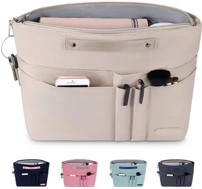 Zdjęcie produktu dla Wodoodporny organizer do torebki, beżowy, średni