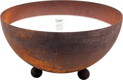 Produktbild von Schwabenfire Outdoor Kerze in Edelrost Schale 20cm mit Dauerdocht Wachsfresser