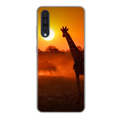 Produktbild von MuchoWow® Handyhülle Schutzhülle Hülle für Samsung Galaxy A50 Giraffe - Sonne - Savanne Silikon Softcase Handy Hülle - Mobiltelefonhülle