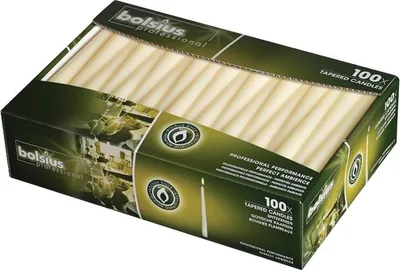 Zdjęcie produktu dla Świece spiczaste Bolsius kość słoniowa 25,4 cm (100 sztuk)