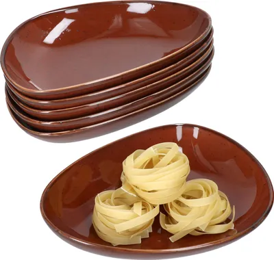 Obrázek produktu pro Marron Taste sada 6 polévkových talířů kaštanové barvy Salátová mísa na těstoviny