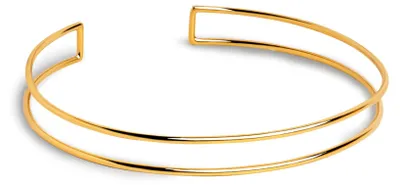 Produktbild von SINGULARU Double Ring Choker - Starre 18Kt vergoldete Messing-Halskette Damen