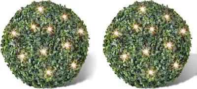 Image de 2 pièce de boule 35 cm avec guirlande lumineuse solaire 24 LED