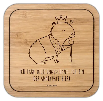 Produktbild von Mr. & Mrs. Panda Tischuntersetzer Capybara König - Transparent - Geschenk, Tassenuntersetzer, Tiere, Coaster, kork untersetzer, gläseruntersetzer, Getränkeuntersetzer