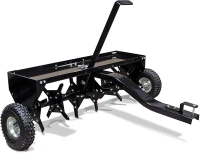Zdjęcie produktu dla Aerator o szerokości 90 cm do kosiarki gąsienicowej, aerator do trawnika o głębokości roboczej 7,6 cm, aerator do trawnika ze stali z sprzęgłem do traktora do trawy