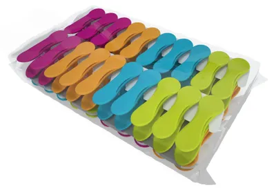 Productafbeelding van Set van 16 stevige plastic wasknijpers met zachte grip voor krezelvrij wasgoed