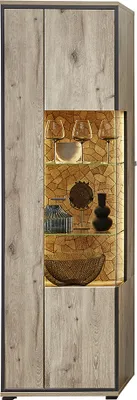 Produktbild von Vitrine 60cm mit Beleuchtung, Eiche mit schwarz, RINGSTED-55