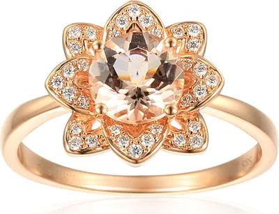 Produktbild von 585er Rotgold Damenring mit Morganit 1,23ct. und Diamanten 0,12ct. Gr. 54