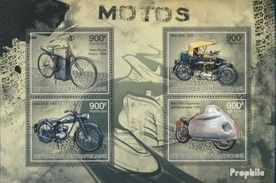 Produktbild von Briefmarken Zentralafrikanische Republik 2012 Mi 3832-3835 Kleinbogen (kompl. Ausgabe) postfrisch Motorräder