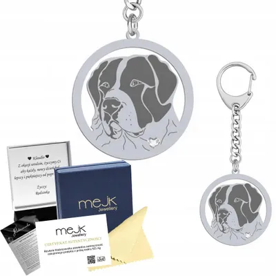 Produktbild von Mejk Jewellery Silber Schlüsselanhänger Zentralasiatischer Owtscharka Gravur