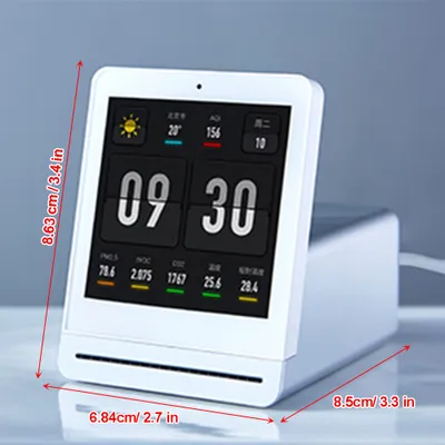 Zdjęcie produktu dla Miernik jakości powietrza Matter Smart Home Gadżety Monitor temperatury i wilgotności Detektor CO2 Miernik formaldehydu PM2.5 tVOC z ekranem dotykowym IPS WLAN-APP 328PPI