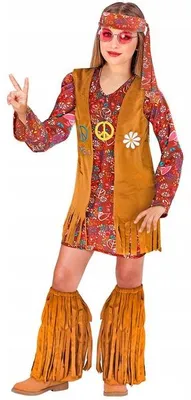 Productafbeelding van Hippie kostuum voor kinderen, 4-delig, maat 158