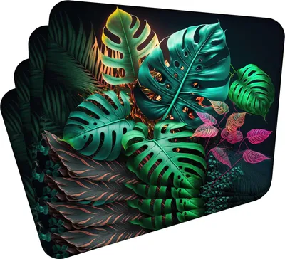 Obrázek produktu pro Sada 4 prostírání 40x30 cm Tropical Leaves 2 prostírání Omyvatelné - žáruvzdorný korkový podklad odolává teplotám do 100 °C