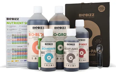 Produktbild von BioBizz® Flüssigdünger Starter-Set, Dünger Grow-Set für Einsteiger, inkl. Messhilfe / Düngeplan, 5-teilig