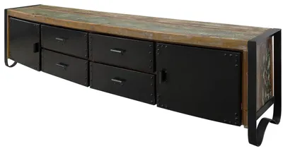 Produktbild von MASSIVMOEBEL24.DE TV-Board Altholz 208x43x55 mehrfarbig lackiert INDUSTRIAL #106