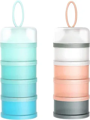 Immagine prodotto di Due misurini per latte in polvere per neonati, contenitore a 4 scomparti per latte in polvere per neonati, dosatore portatile per latte in polvere per neonati