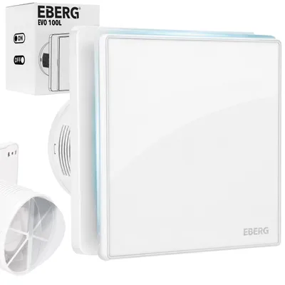 Obrázek produktu pro EBERG EVO 100 L, ventilátor do koupelny, 100 mm, s LED osvětlením, zpětnou klapkou, bílý