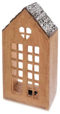Produktbild von Orion | Teelichthalter Haus Mangoholz Braun 29 cm Winterdeko