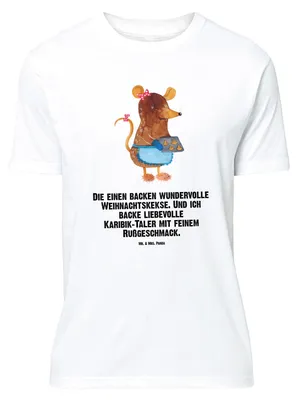 Produktbild von Mr. & Mrs. Panda Größe XL T-Shirt Maus Kekse - Weiß - Geschenk, mit Spruch, Weihnachten, Winter, Weihnachtsbäckerei, Backen, Tshirt, Plätzchen, Shirt