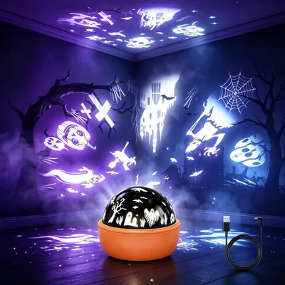 Halloween-Projektor, 3D-Dynamisch, für Innen und Außen, Timer