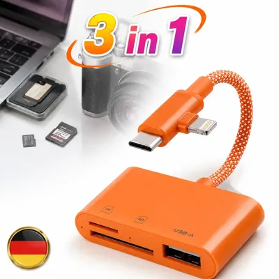 Image de Hub USB-C OTG, adaptateur pour téléphone, lecteur de cartes USB/SD/Micro SD (TF) 3 en 1