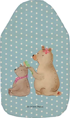 Produktbild von Mr. & Mrs. Panda Wärmflasche Bär Kind - Blau Pastell - Geschenk, Muttertag, Wärmflaschen, Wärmekissen, Mutter, heißwasserbeutel, naturkautschuk, mit Bezug, Mama, Bären