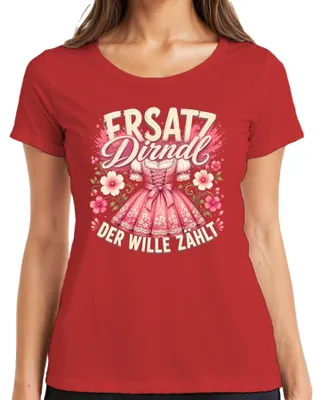 Productafbeelding van Alternatief dirndl, het is de intentie die telt, , Wiesn, lederen broek, Wasen, dames T-shirt, rood, maat S