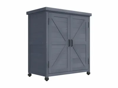Produktbild von Outgarden Gartenschrank Jackson Dunkelgrau 120x40x120 cm Gartengeräteschrank aus Asiatischem Nadelholz, Innen und Außen, Metall Abdeckung, Magnetverschluss, Einlegeboden, Einfache Montage