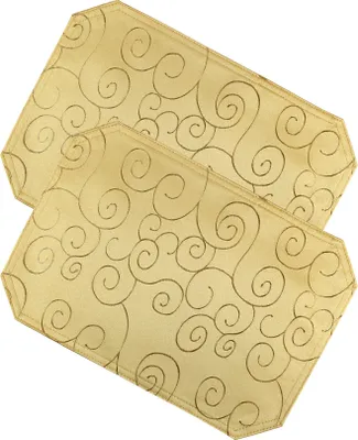 Produktbild von Tischset 2er Set 35x50 cm gelb Struktur Damast Ornamente Platzset Untersetzer