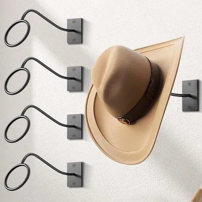 Immagine prodotto di Portacappelli in stile western, 4 pezzi, metallo, stile retrò western, per cappelli da cowboy, fedora e cappelli da sole