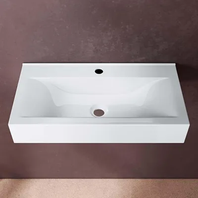Produktbild von doporro Waschbecken Aufsatzwaschbecken Hängewaschbecken 60cm aus Keramik in weiß inkl. Nano-Versiegelung/Abperl-Effekt Brüssel118g
