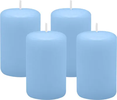 Produktbild von 4er Set Adventskranzkerzen Blue Bell Hellblau Ø 50 x 80 mm