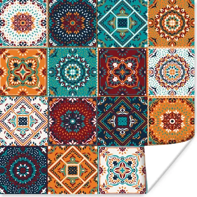 Produktbild von MuchoWow® Poster Retro - Blatt - Design - Orange - Braun 75x75 cm - Wand Dekoration